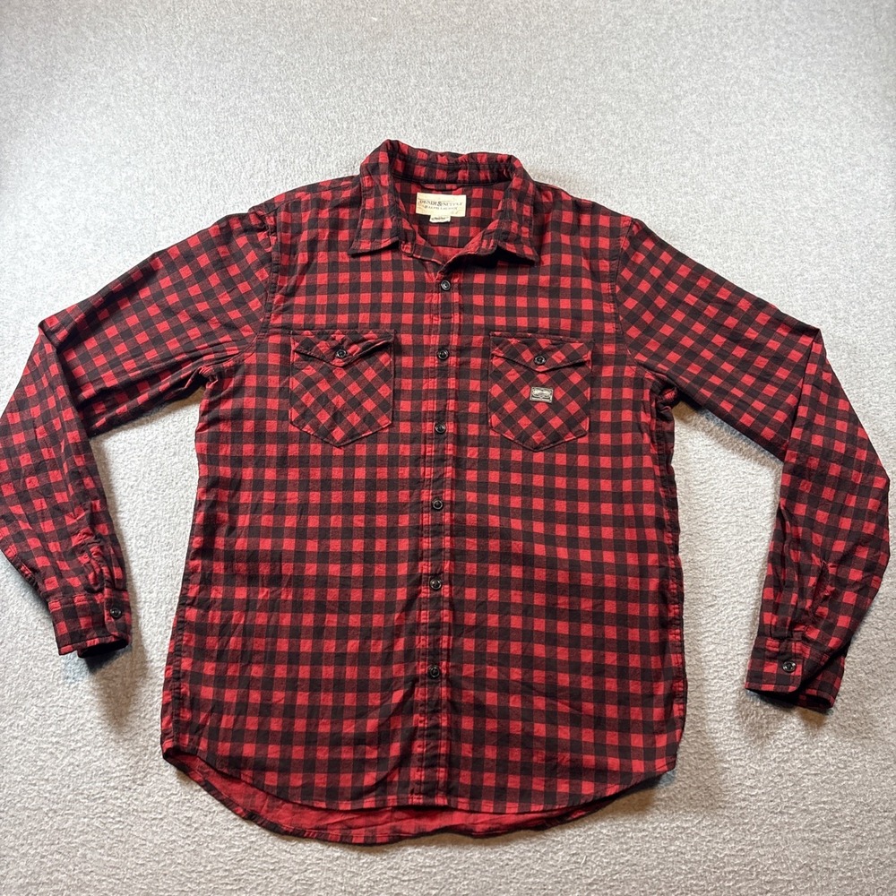 Denim & Supply Ralph Lauren Men's Sz L Red Black Flannel Squares 2 Pocket Preppy